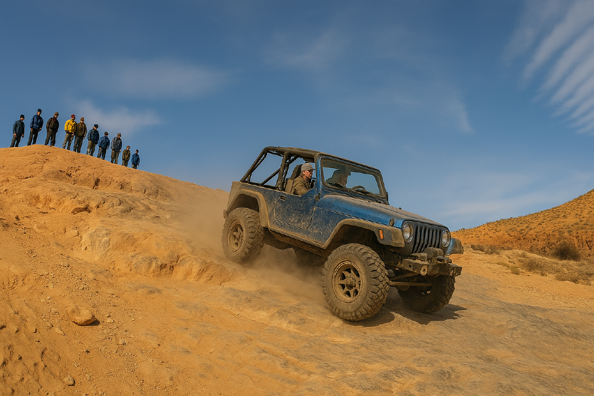 jeep on potato salad hill in moab